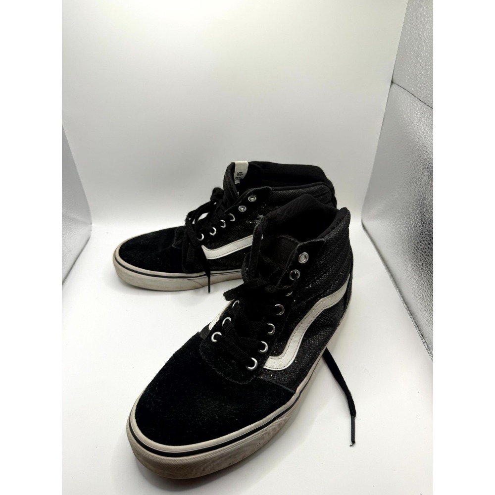 VANS Sk8-Hi Womens 9.5 Sneaker Black Glitter High Top Lace Up Skateboard Shoesโ